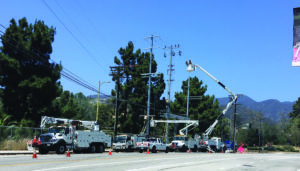 A pole-top electrical distributing station was installed at Temescal Canyon Road and Sunset Boulevard. Photo: Sawyer Pascoe