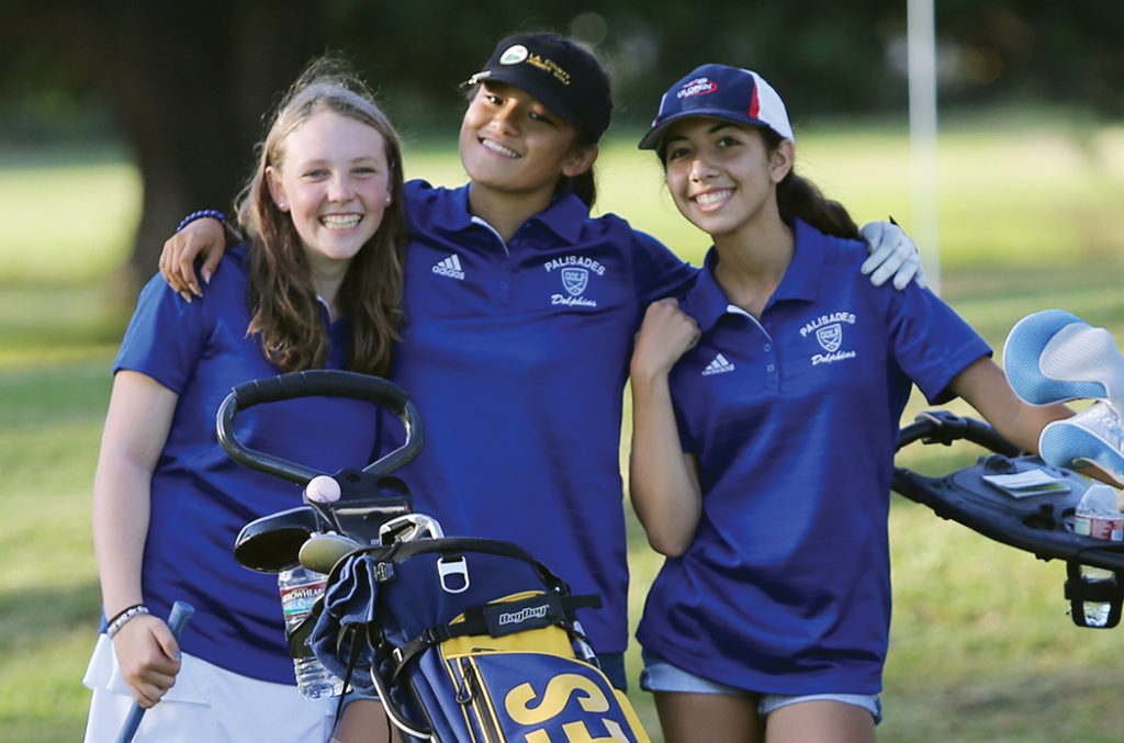 (Left to right) Carly Weitz, Melanie Matayoshi and Camila Paleno are three key returnees for the up-and-coming PaliHi “Golfin Dolphins!”